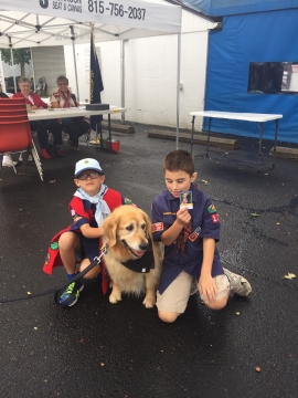 Boy Scouts and Comfort Dog